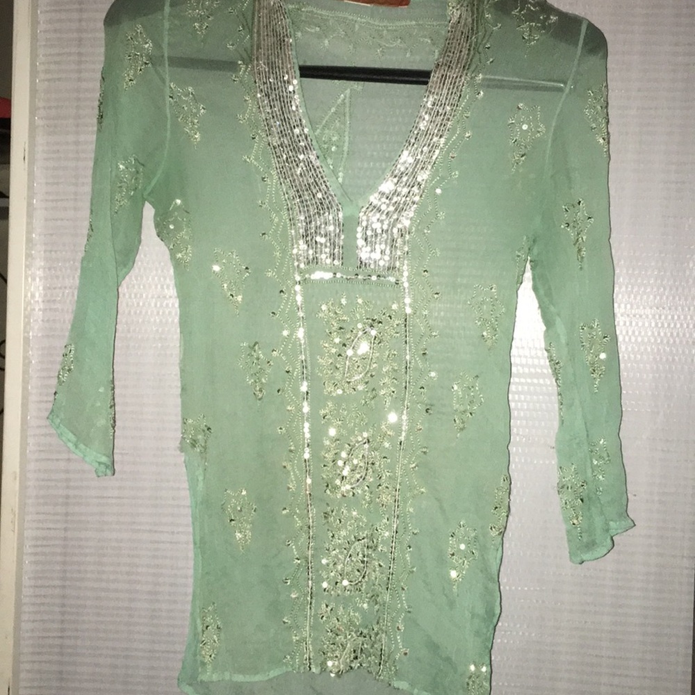 Mint Green Sheer Blouse - Sweet by Miss Me